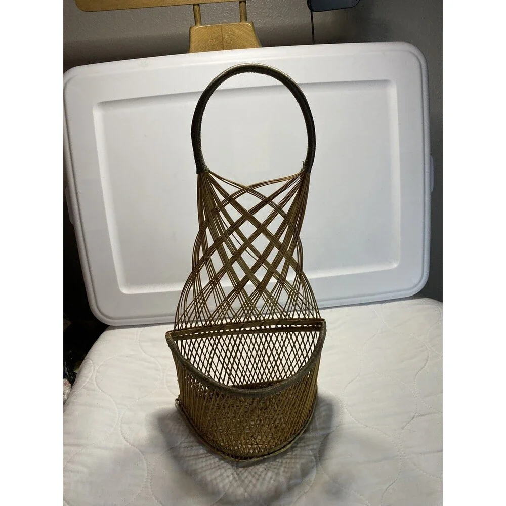 Wicker Hanging Wall Basket Boho Decor Cottage Core Loop Shape Wall Hanging